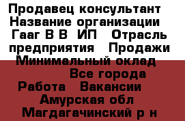 Продавец-консультант › Название организации ­ Гааг В.В, ИП › Отрасль предприятия ­ Продажи › Минимальный оклад ­ 15 000 - Все города Работа » Вакансии   . Амурская обл.,Магдагачинский р-н